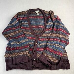 Christopher Hayes Vintage Shetland Wool Fair Isle Cardigan Mens XL Multi Color